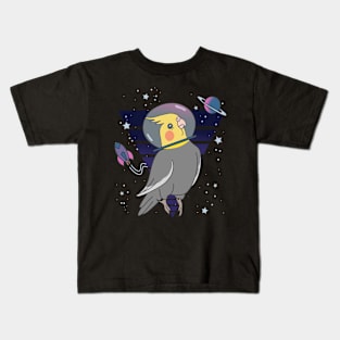 Space Birb Astronaut Cockatiel Kids T-Shirt